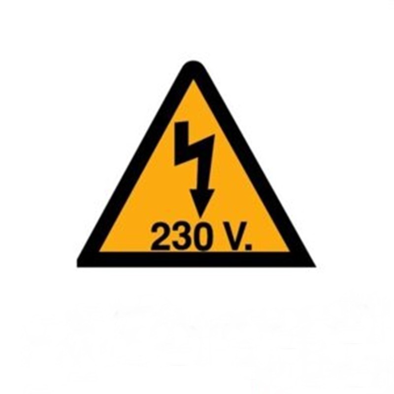 imagen Señal de riesgo eléctrico plástico adhesivo 230V 52mm