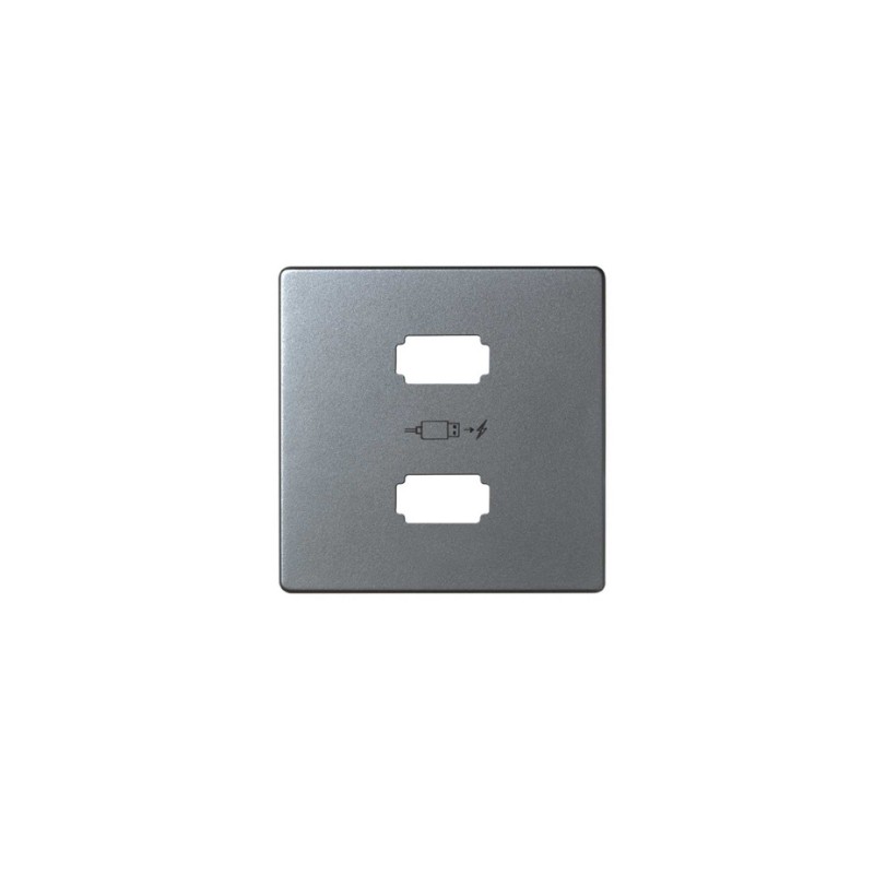 imagen Placa para cargador USB 2 conectores 5Vdc 2.1A tipo A aluminio frío simón 82